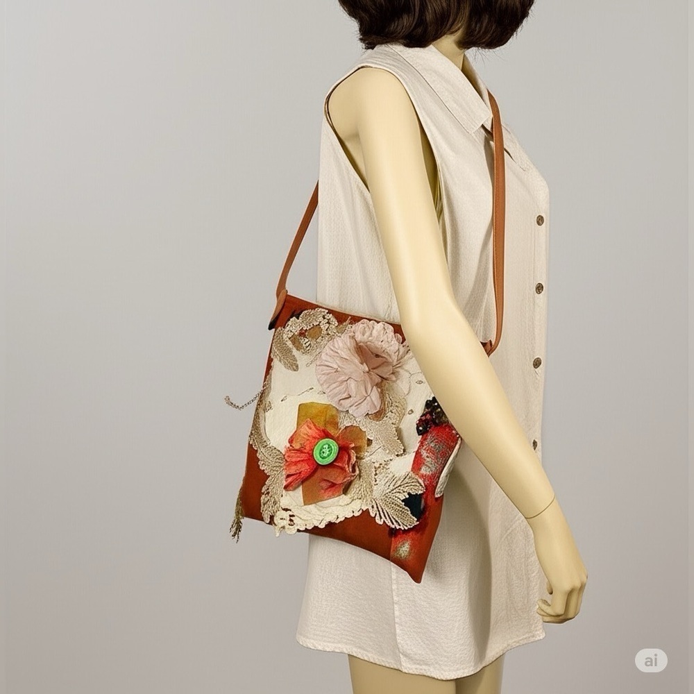 Handmade Upcycled Crossbody Bag Recycled Jewelry